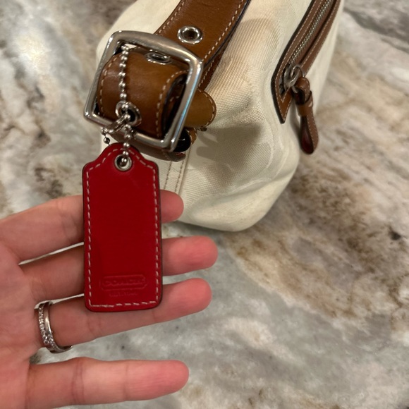 EUC RARE coach signature striped canvas in cream; - Picture 7 of 7